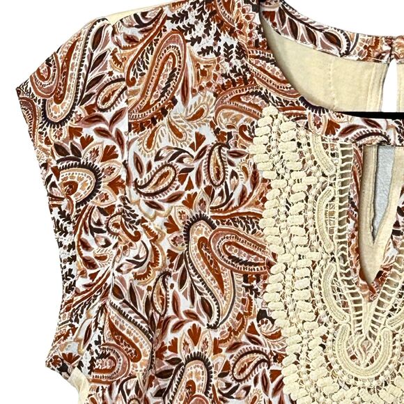 Daniel Rainn Stitch Fix Mixed Media Top Sleeveless Lace Brown Cream Women PM NWT - Picture 5 of 12